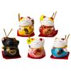 5 teile/satz Japanische Keramik Glückliche Katze Ornament Auto Innen Wohnkultur Glück Feng Shui Nette Mini Cartoon Figur Handwerk