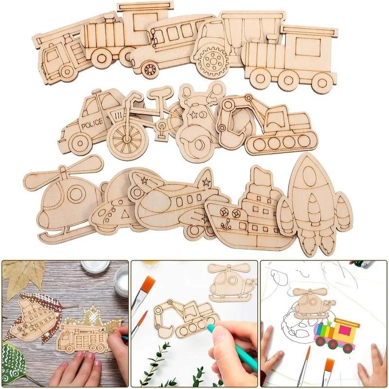 25PCS Unfinished Wood Truck Cutouts Crafts Truck Party Game Favors Vehicles DIY Tags for Home Party Decoration Craft