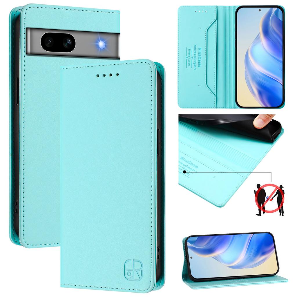 For Google Pixel 7a Leather Case RINACASIS RC01 Phone Cover with RFID Blocking Wallet Stand