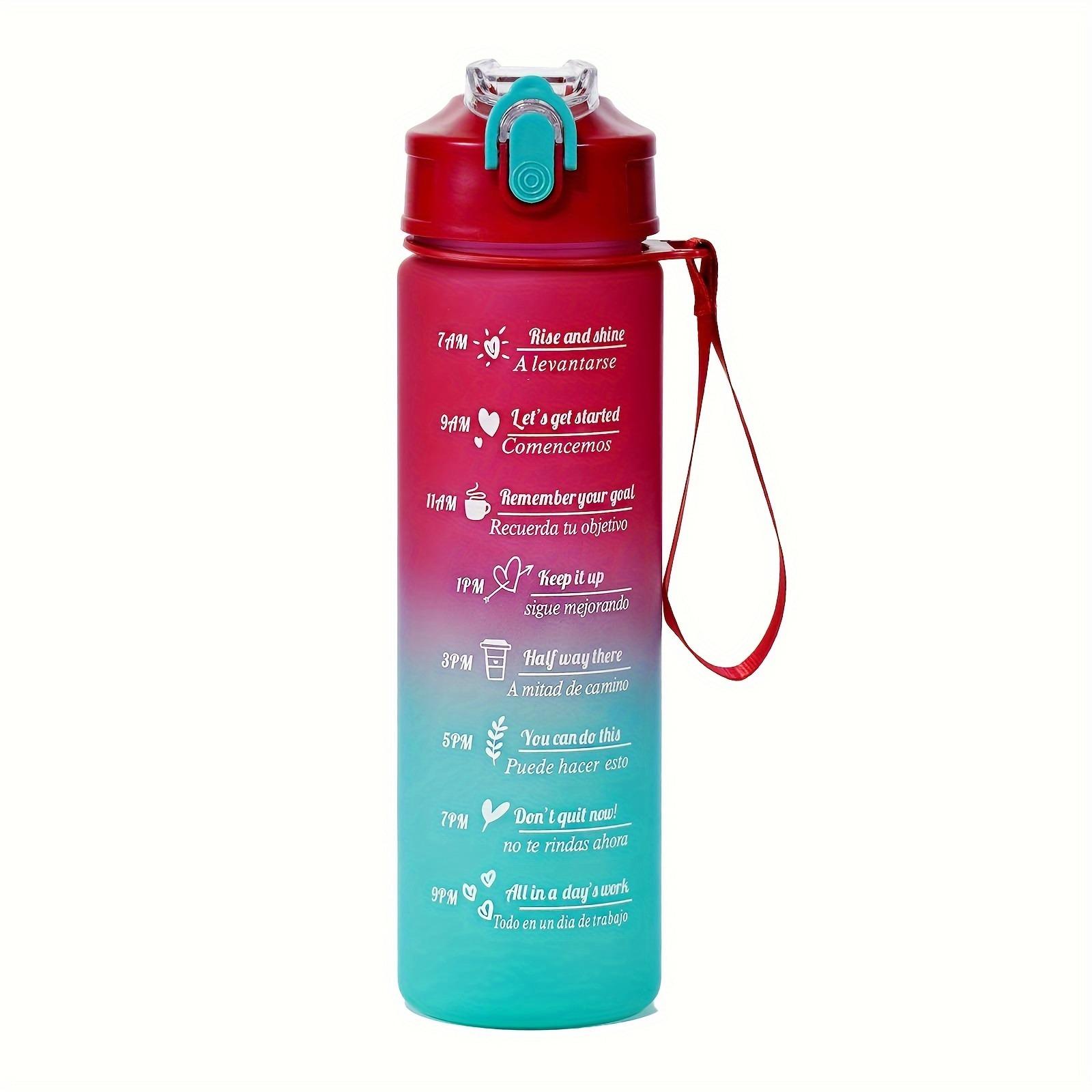 800ml Sports Bottle with Time Scale BPA Free Outdoor Gradient Color Sports Water Bottle Portable Large Capacity Gym Straw Mug 800ml