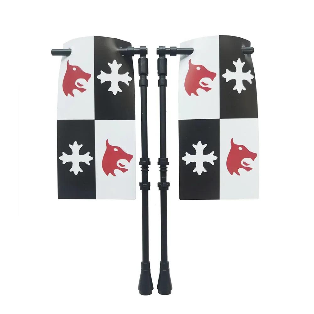 Klocki Budowanie Flag Miasta-Państwa Średniowieczne Postać Wojskowa Flaga Broń Starożytne Święte Cesarstwo Rzymskie Jerozolima Rycerz Świętego Łazarza Legion Zabawka