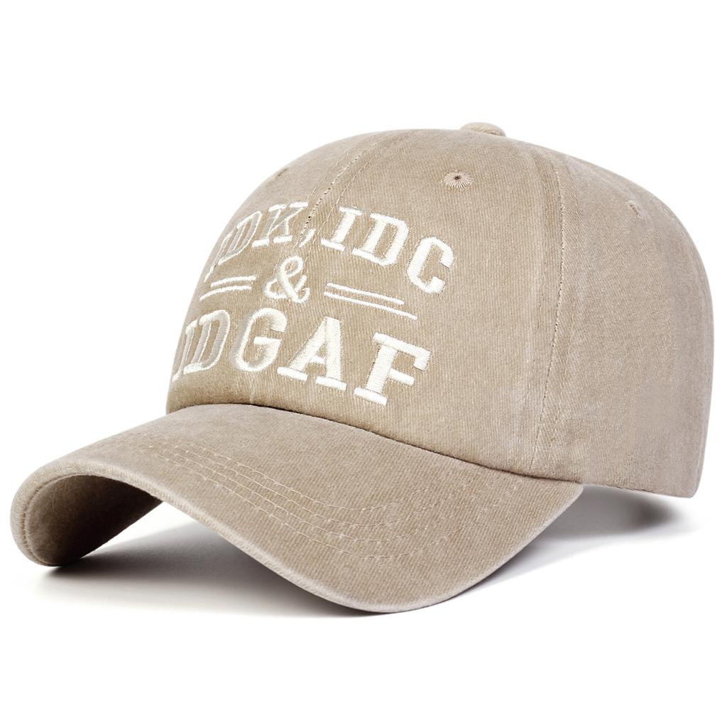 Unisex IDK I&IDGAF Letter Embroidery Washed Baseball Cap Spring Autumn Outdoor Adjustable Casual Hat Sunscreen Hat Sports Cap