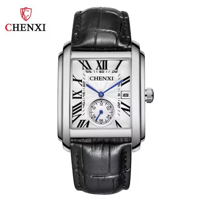 CHENXI 8216 Elegant Waterproof Square Men's Quartz Watch Men Watches Roman Scale Business Leather Strap Military Wristwatch