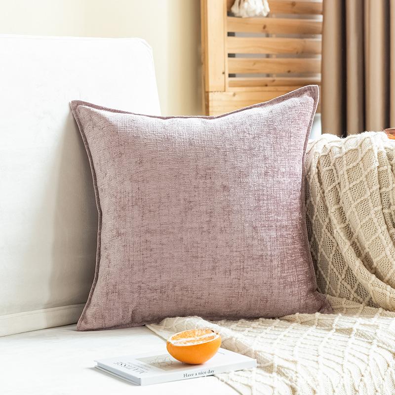 Japanese Solid Color Chenille Pillow Living Room Sofa Cushion Cover Bedside Cushion Back Bedside Large Size Pillow Quality