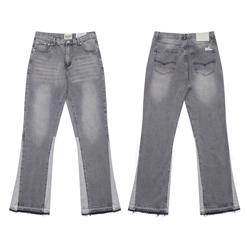 Mens High Street Graffiti Jeans Vintage Washed Slightly Flared Long Pants