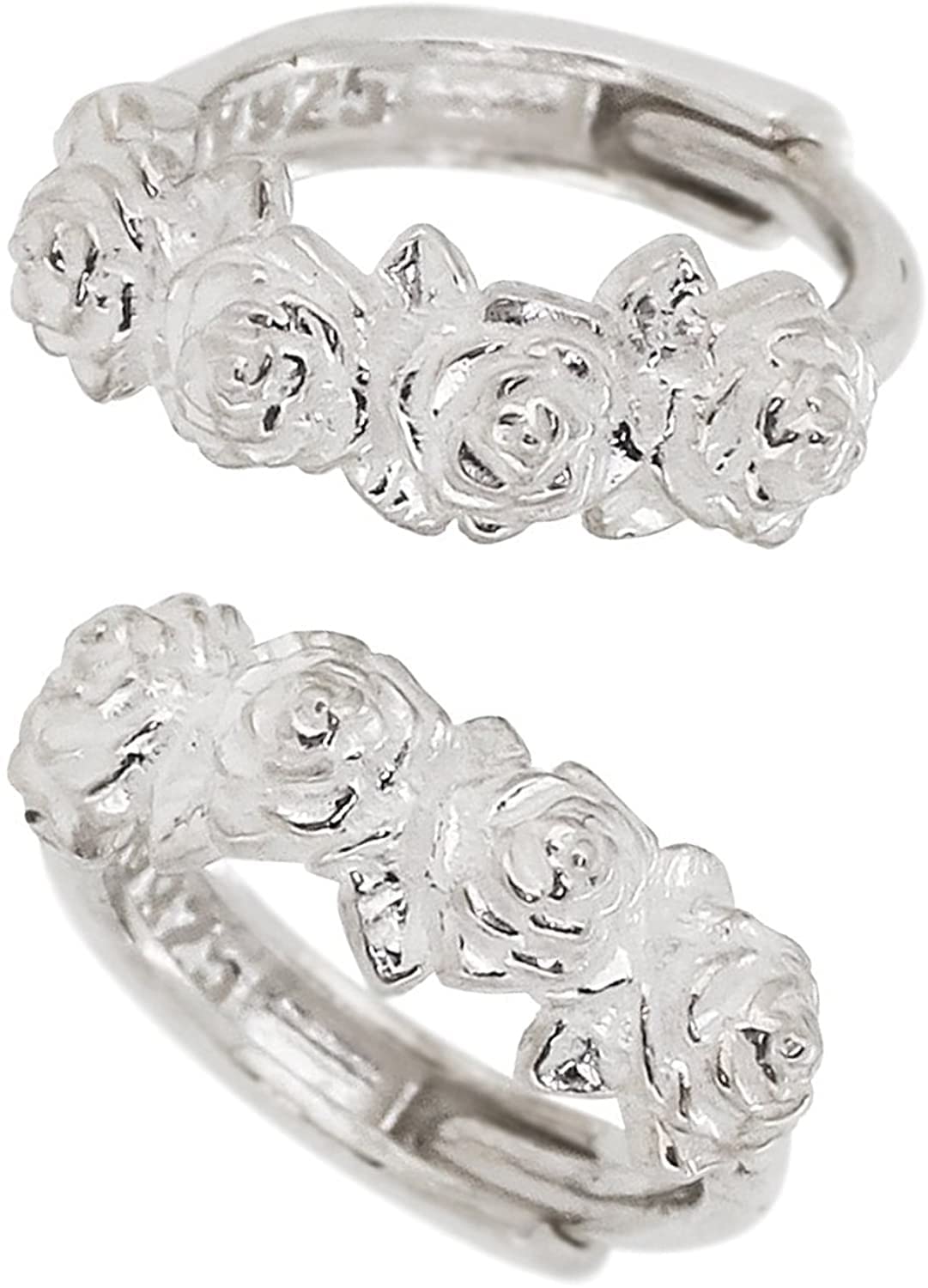 

[Shinjuku Gin no Kura] Petit Rose Hoop Earrings, 2-Piece Set, Silver 925, Rose, Flower, Wreath, Plant, Botanical