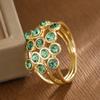 Luxury Multi-row Set Synthetic Green Gemstone Ring Copper Material Women Jewelry Ring For Banquet And Daily