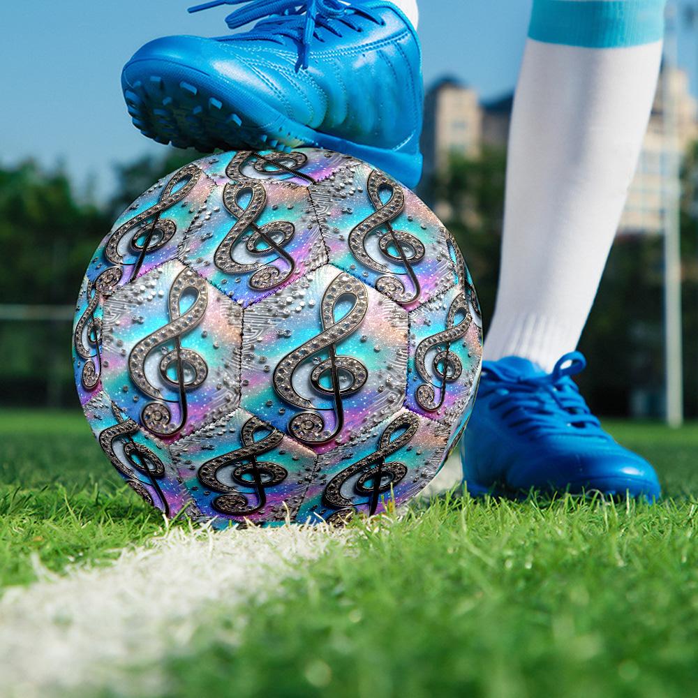 Piano Note Indoor Soccer Ball Size 5 Colorful All Ages Machine Stitched PVC Competition Ready Durable High-Bounce