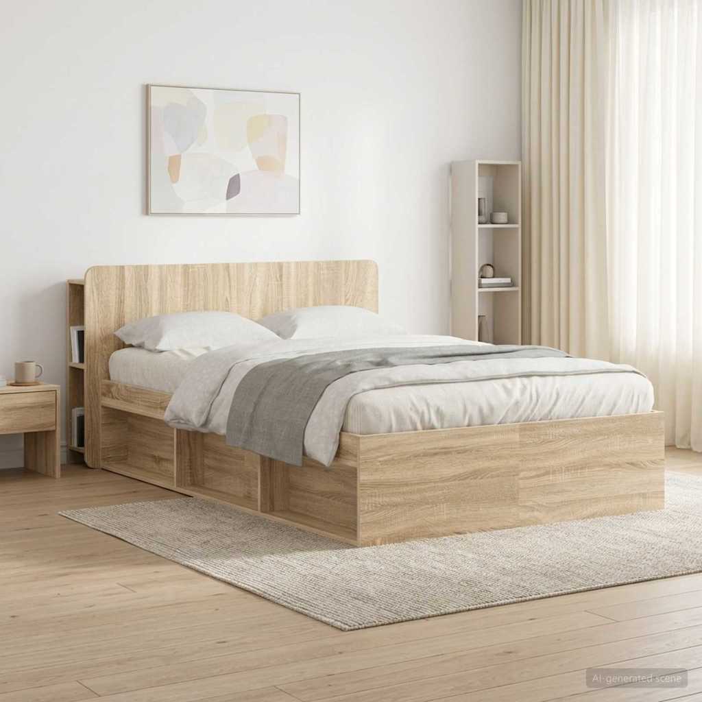 Headboard Cabinet with Storage Sonoma Wood Based Material