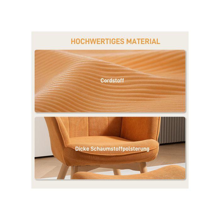 Armchair with Ottoman - HOMCOM - High Back - Wooden Legs - Maximum Comfort