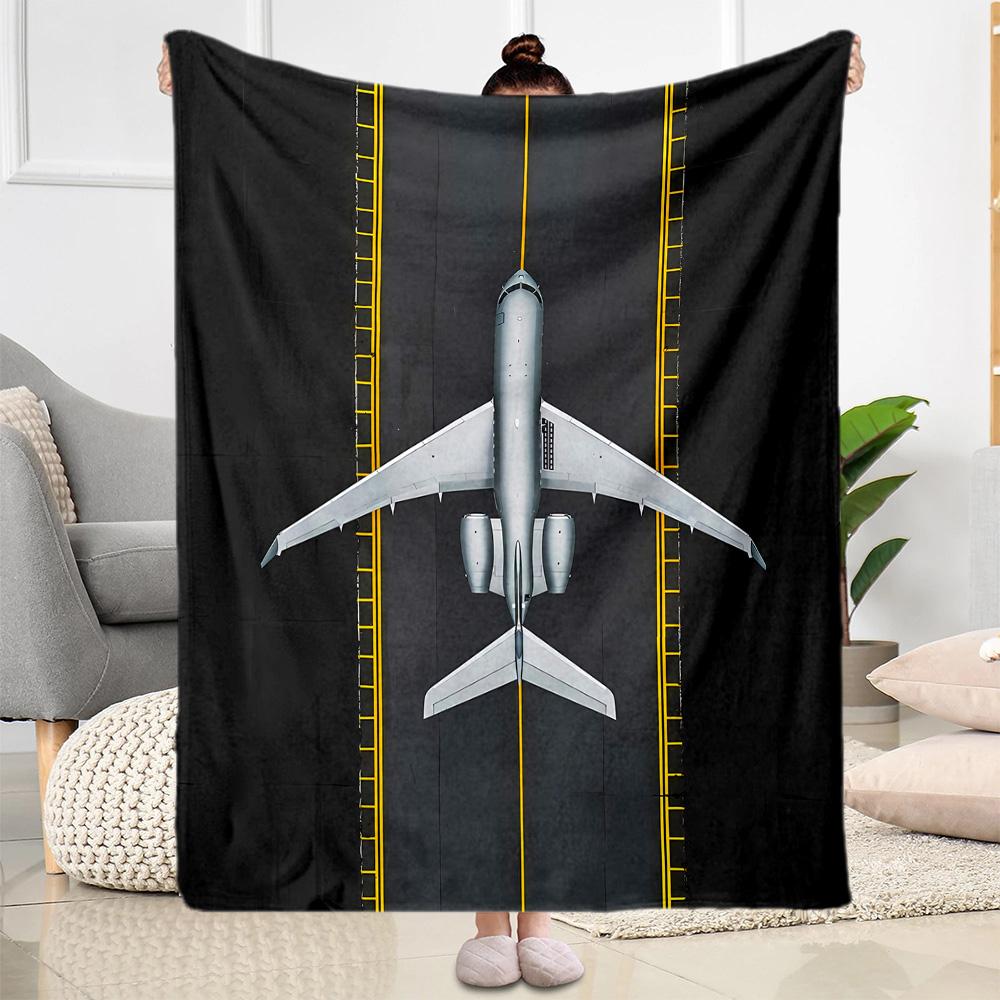 Airport Runway Design Flannel Blanket - Soft and Suitable for Sofas, Beds, Offices, Travel, All Seasons, and The Best Gift for The Holidays.