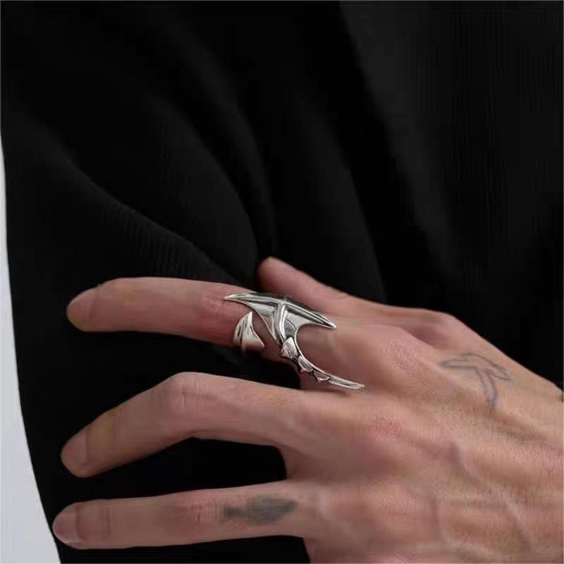 Cyberpunk Alien Irregular Cross Ring Unisex Hip-Hop Exaggerated Opening Rings Carnival Jewelry Accessories Gift