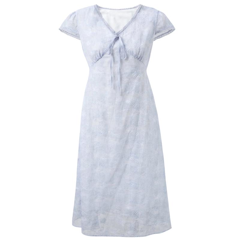 French Style Floral Embroidered V-Neck Maxi Dress XL