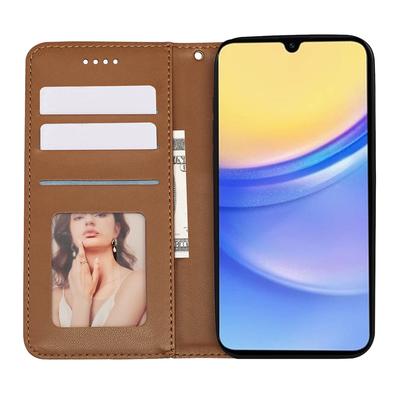 Pro Samsung Galaxy A26 5G Peněženkové pouzdro na telefon Silný magnetický Kostkovaný vzor Imprint Kožený flipový kryt