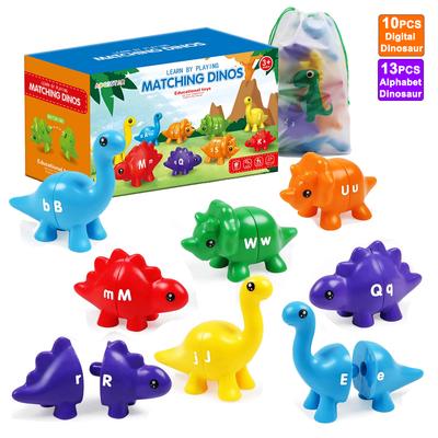 Dinosaur Matching Game Toys Alphabet Matching / Number Matching Montessori Toy for Kids Learning Colors Numbers Letters Toy