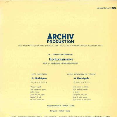 LP Record MARENZIO, GESUALDO, RUDOLF LAMY - 6 Madrigale LAM90 ARCHIV Japan Classical Used