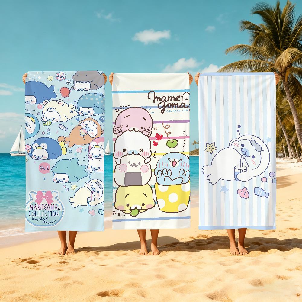 Kawaii Cartoon M-Mamegoma-a Towel Large Quick-Drying Microfiber soft Beach Towel for Travel Fitness Sauna Bathing Camping