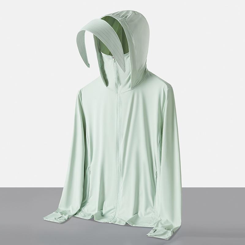 Raw yarn sunscreen clothing women's removable brim men's ice silk UPF + UV protection outdoor fishing sunscreen clothing