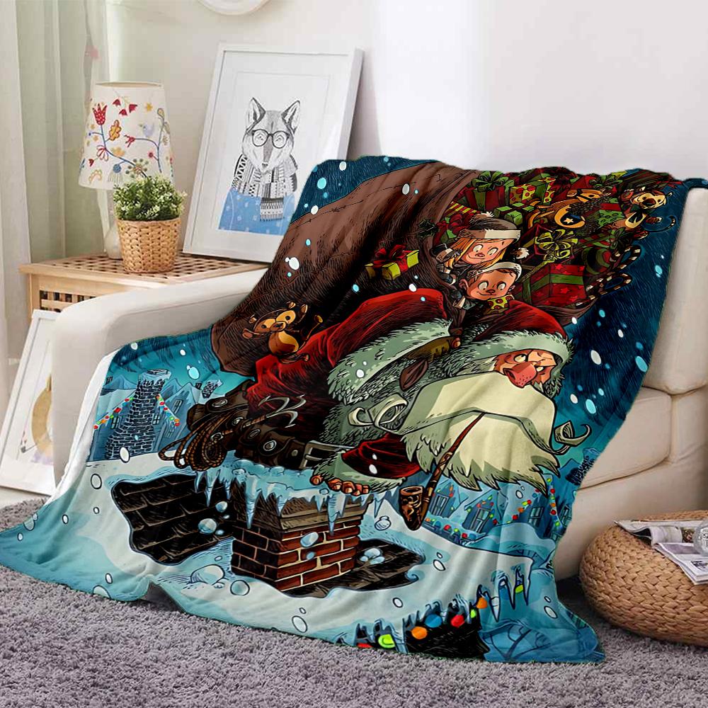 1Pc Christmas Winter Festive Blanket Soft And Comfortable Casual Warm Camping Travel Christmas Halloween Gift M91721