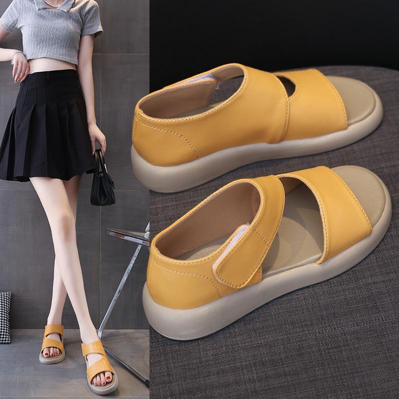 Summer New Fairy Style Flat-soled Soft-soled Sandals Fashionable Two Wear Rear Bag and Roman Beach Sandals Female