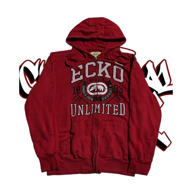 TAP OUT Ecko Vintage Y2K Streetwear Zip Up Hoodie Men Women Oversized Skull Print Hip Hop Casual Pullover Sweatshirt Unisex