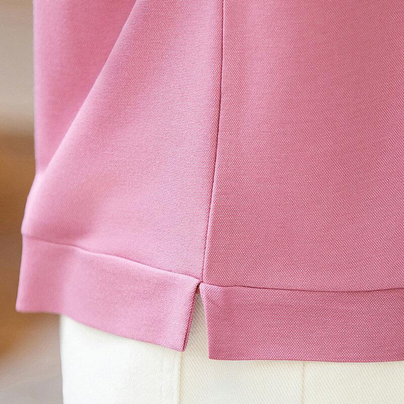 Pastelowy damski elegancki T-shirt z krótkim rękawem