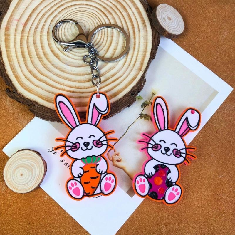Niedlicher Osterhase Schlüsselanhänger Silikonform Individualisierter Hasen Schlüsselanhänger Resinform Großartig für DIY-Projekte zum Osterthema