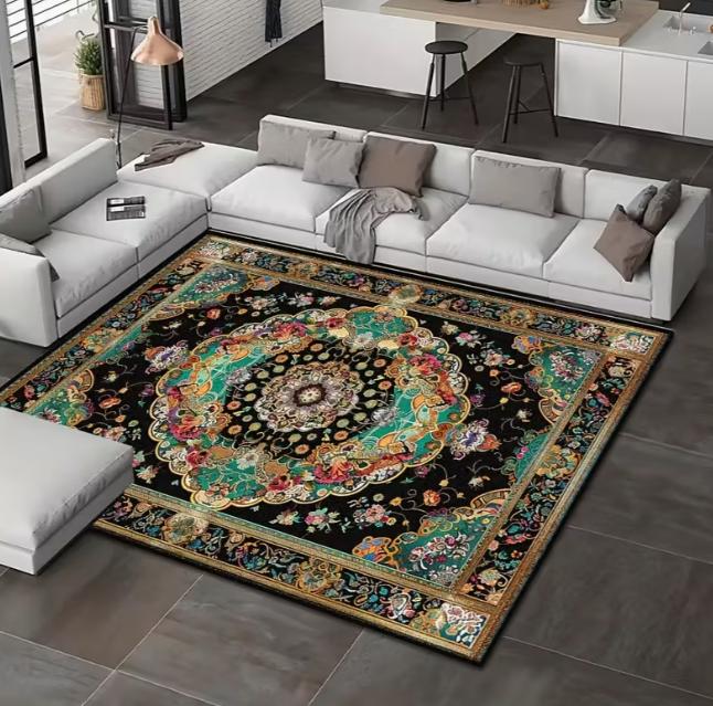 Covor Decorativ Vila Imprimat Vintage Covor Negru pentru Podea Adecvat pentru Utilizare la Interior și Exterior, Decorațiune Cadou de Crăciun