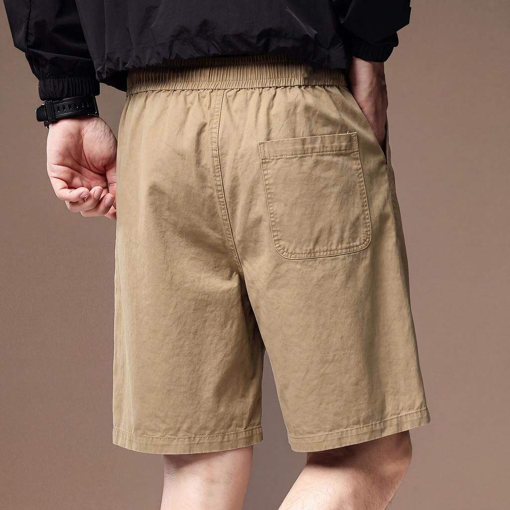 High-end American skin-friendly and breathable casual pure cotton five-point pants men's summer thin straight versatile trend shorts
