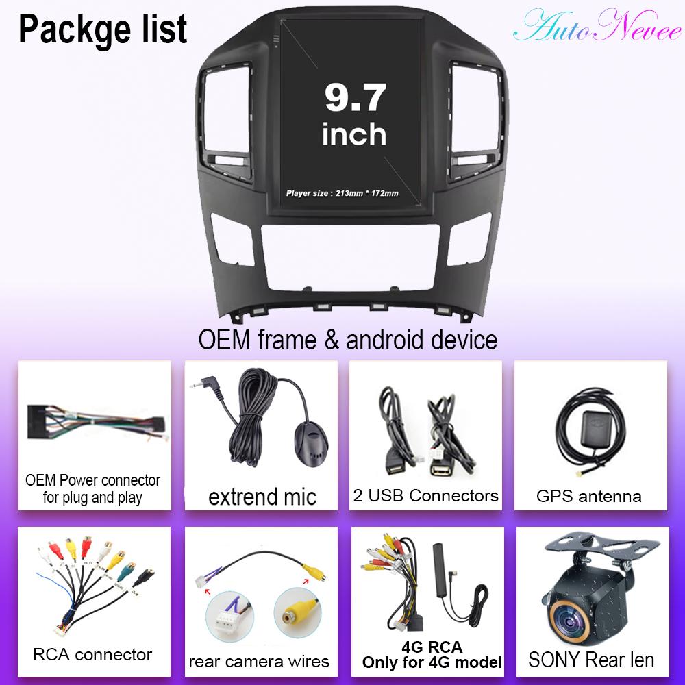 9.7 Inch Android 14 For Hyundai H1 Grand Starex 2007-2015 Car Radio Carplay Auto 4G WIFI Multimedia 2 Din RDS Navigation GPS BT