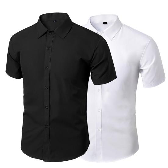 Skjorte for menn Ren turn-down krage Formell Slim Fit Summer Top for Work