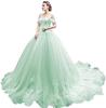One-word Shoulder Tutu Dress Wedding Dress Birthday Party Art Test Performance Long Trailing Dress
