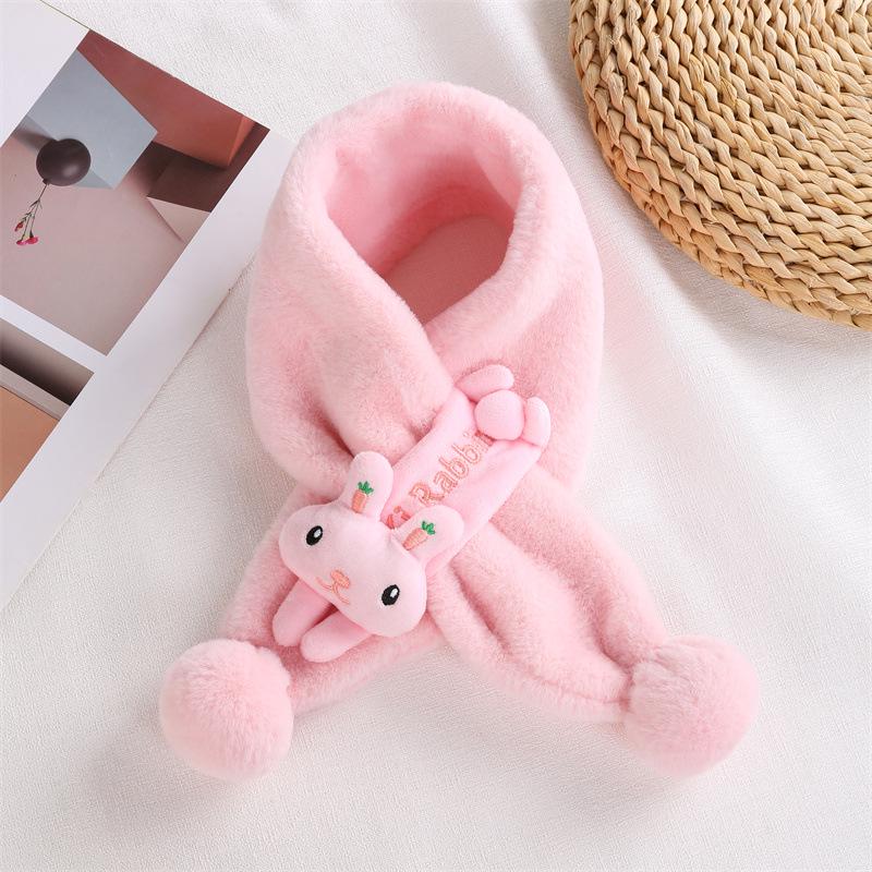 Toddler Christmas Red Scarf - Cute Cartoon Bear, Plush Imitation Rabbit Fur, Thick & Warm Neck Warmer