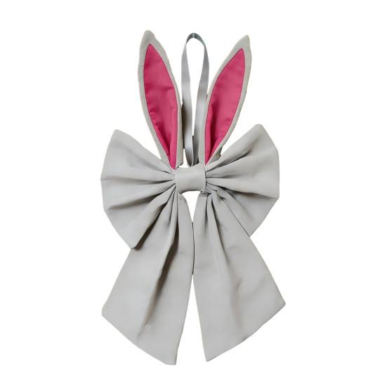 Easter Bow for Wreath Holiday Fabric Decorative Bow with Bunny Ear for Spring Summer Front Door Wall Window Indoor Outdoor Home Decor