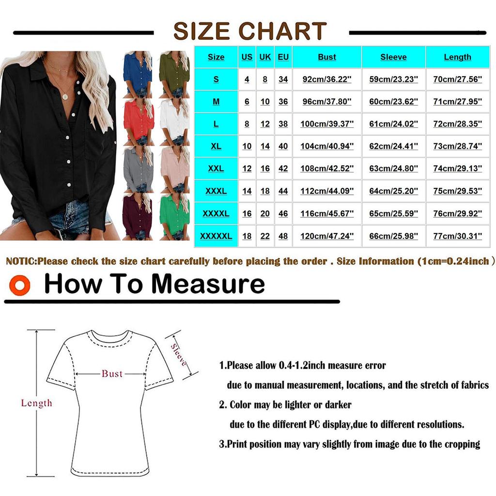 Fashion Women's Button Long Sleeve Lapel Pocket Top Shirt Blouses