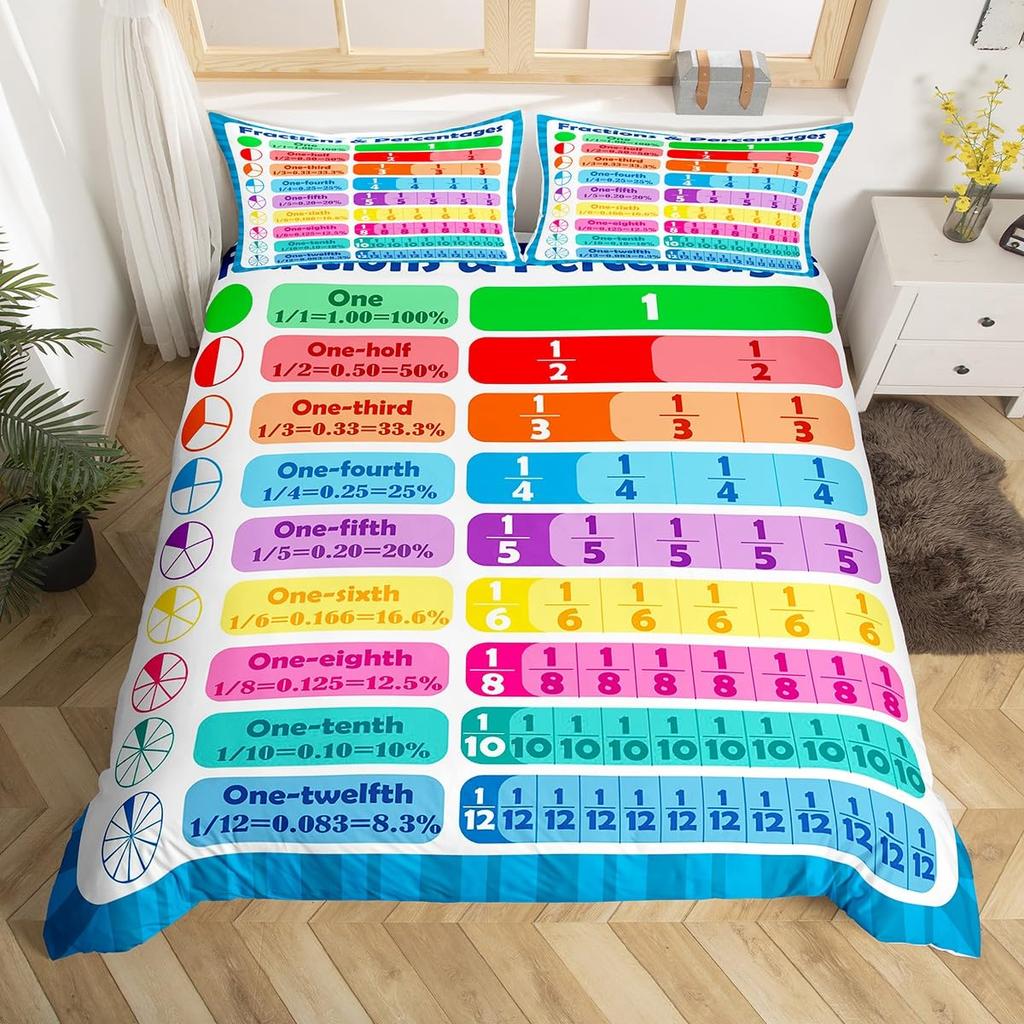 Outer Space Planet Galaxy Duvet Cover Twin King Kids Cartoon Bedding Set ABC Alphabet Learning Comforter Cover with 2 Pillowcase