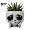 Cute Alien Planter Funny Face Planter, 3D Printed Novelty Plant Pot, Gray Head for Succulents Cacti Home Table Shelf Decoration Office Desk