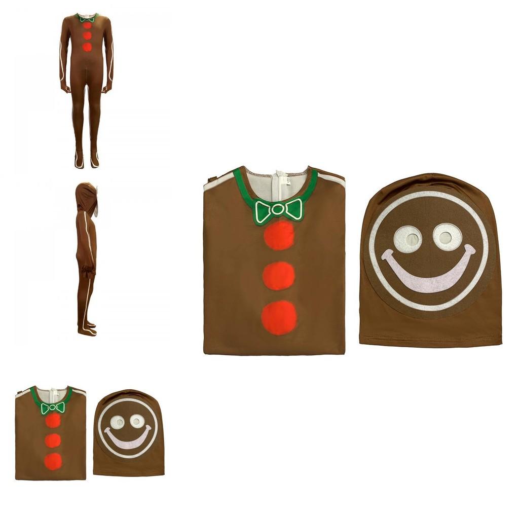 Kids Gingerbread Man Jumpsuit For Christmas Role Play Cosplay Unisex Festive Costume