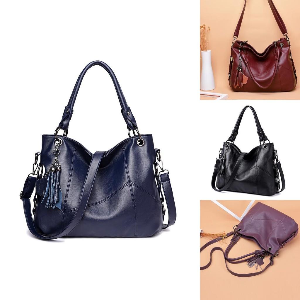Stylish Large Pu Tote Bag With Trendy Tassels And Spacious Interior For Everyday Use