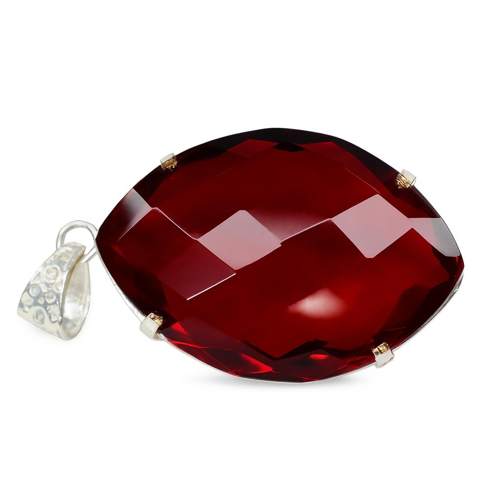 NATURAL Red Topaz 120 Ct Certified Marquise 925 Sterling Silver Pendant For Gift AI-53-NS