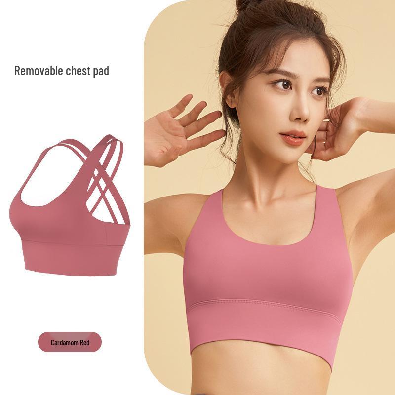 

Kangnian Women s Sports Bra, Shockproof, Criss-Cross Back, Removable Pads, High-Intensity Yoga Fitness Vest S