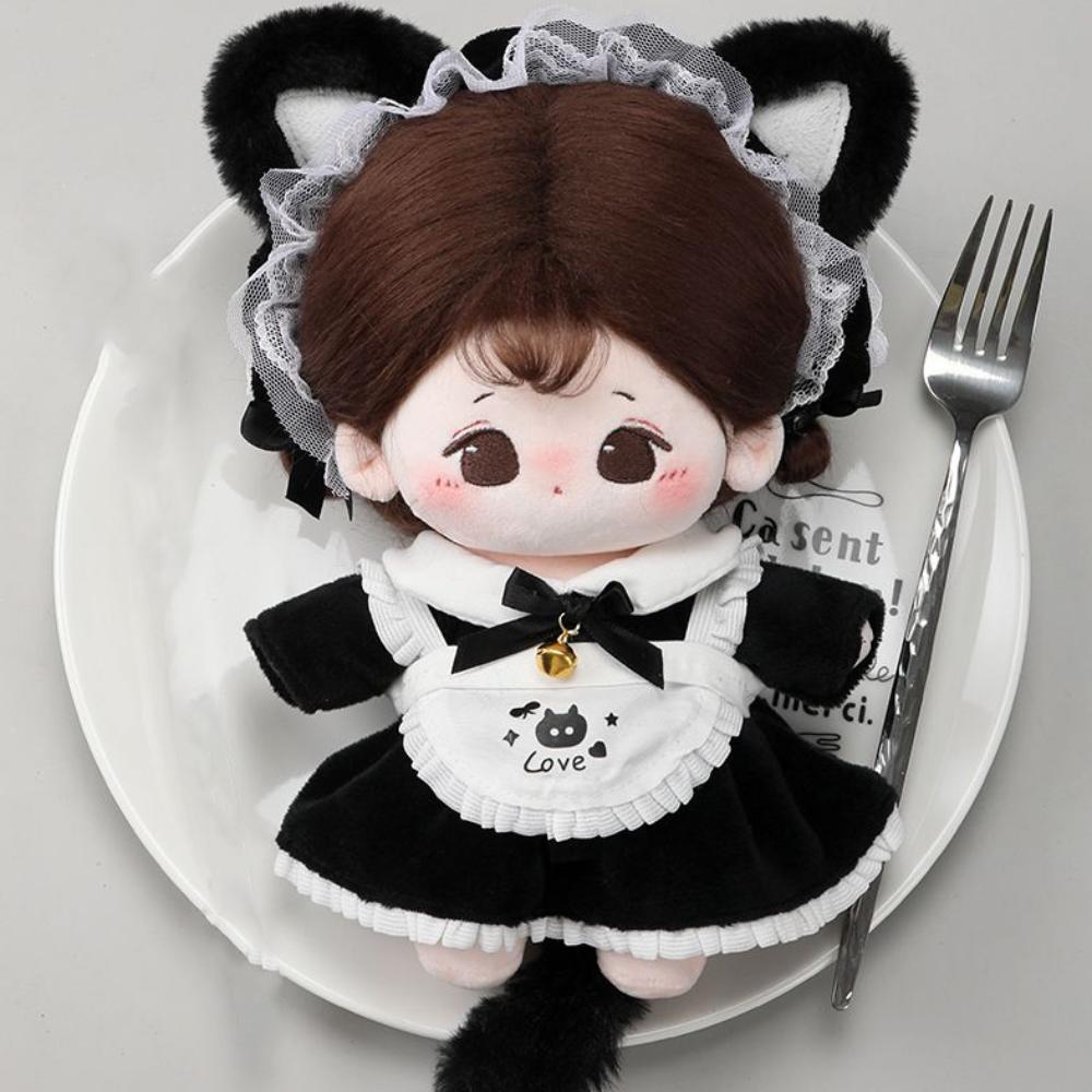 Cat Tail Cotton Doll's Clothes Maid Dress Plush Doll Clothes  Doll Accessories