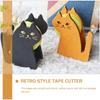 Adorable Cat Shaped Tape Dispenser, Retro Wooden Tape Cutter, Brown, 3.42x2.36x1.18 Inch, Perfect for Desk, Office, Home, Gift Wrapping, Kids, and