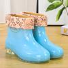 Non-slip short rubber shoes rain shoes women's summer rubber boots jelly waterproof shoes transparent medium tube plastic laundry overshoes
