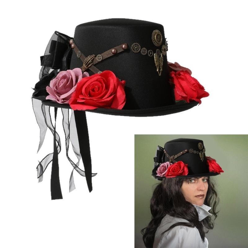 Mini Hat With Gear Accents Costume Accessory For Cosplay Parties
