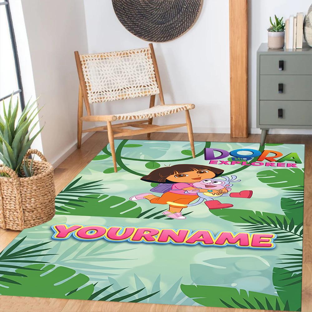 Dora Explorer Personalized Text Area Rug Design for Study room Dining Room Balcony Kitchen Antislip Carpet Anime Office Decor