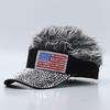 Colorful Flag Simulation Wig Baseball Cap Fashion Rhinestone Sun Visor