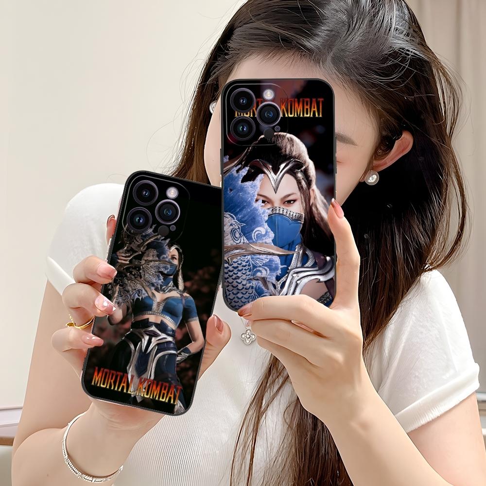 Mortal Kombat Kitana Mobilne Etui na Telefon Komórkowy dla iPhone 16 15 14 13 12 11 X XR XS 8 7 Pro Max Plus Mini Czarne Etui Ochronne na Telefon