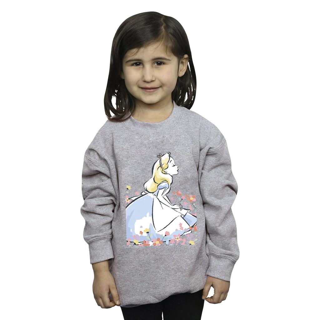 Disney Girls Alice In Wonderland Sketch Flowers Sweatshirt