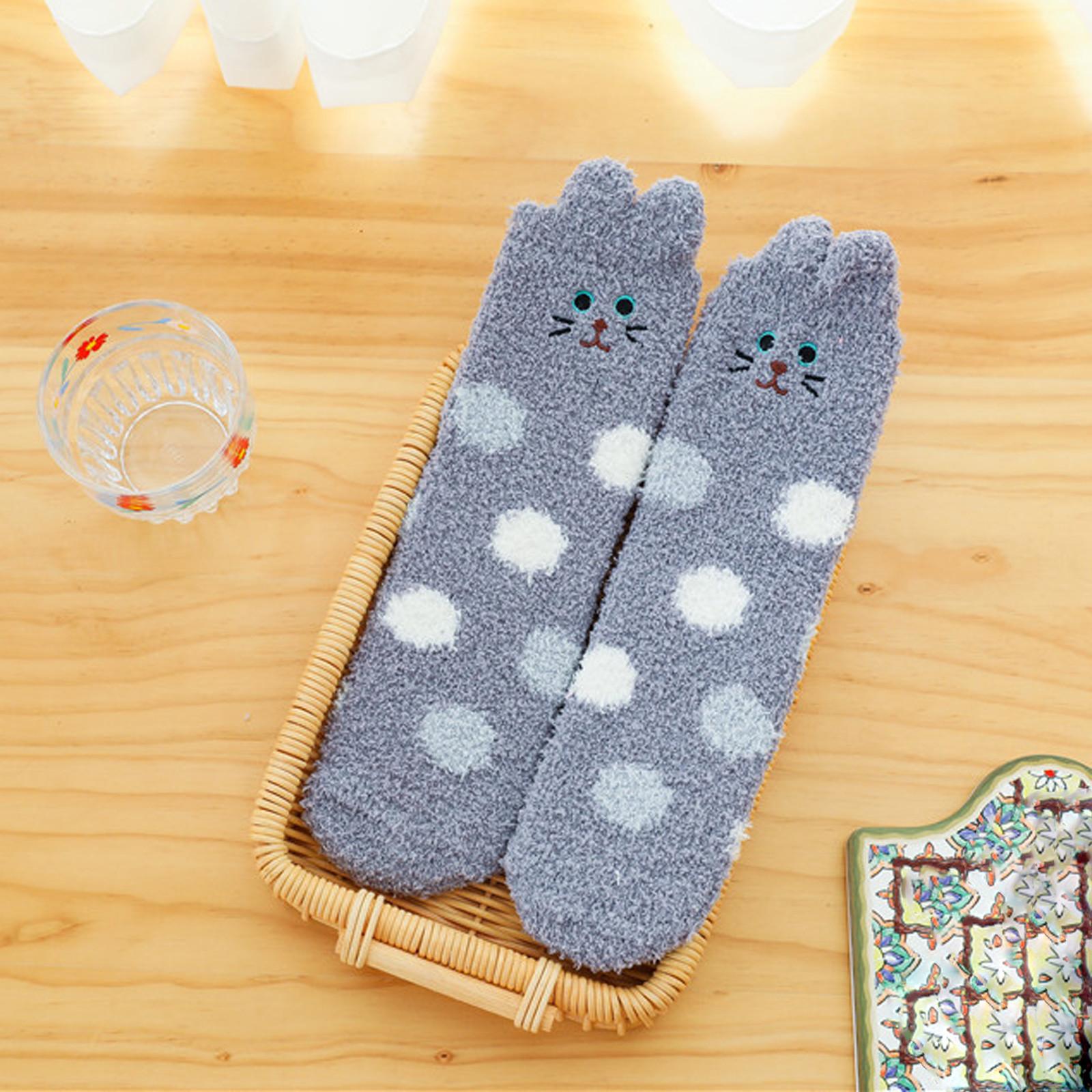 

Women Cute Pet Coral Velvet Socks Plus Velvet Warm Home Floor Socks In Tube Socks One size